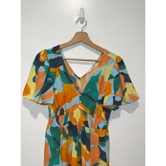 Abel The Label Romantic summer Floral V-Neck Side Slits Maxi Dress Women's Size - Picture 2 of 9